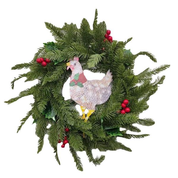 

christmas decorations artificial pine light-up chicken with scarf wreath led turkey door hanging decoration party holiday