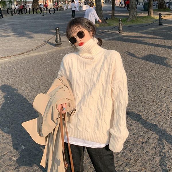 

women's sweaters goohojio autumn winter women knitted turtleneck cashmere sweater 2021 casual basic pullover jumper batwing long sleeve, White;black