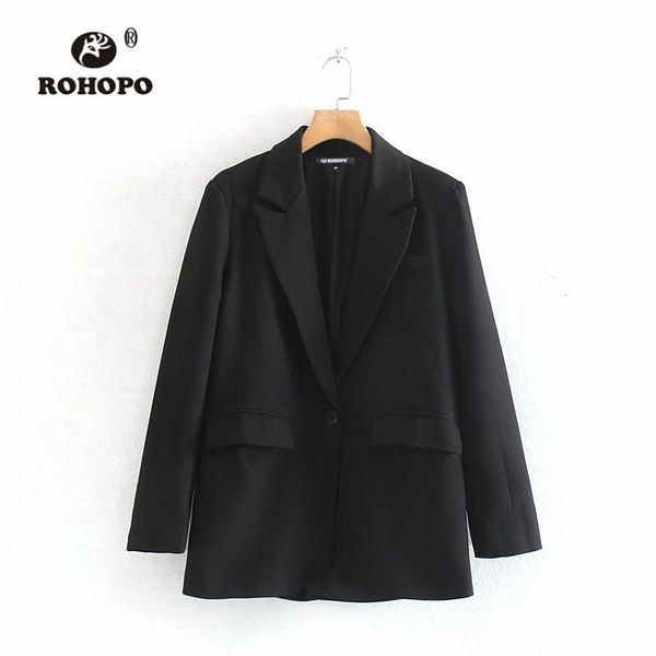 

women's suits & blazers rohopo one buttons women solid black dress blazer #6150, White;black