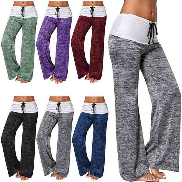 

women wide leg pants solid color sports trousers outdoor leisure trousers drawstring leggings high elastic waist pants ooa7575, Black;white