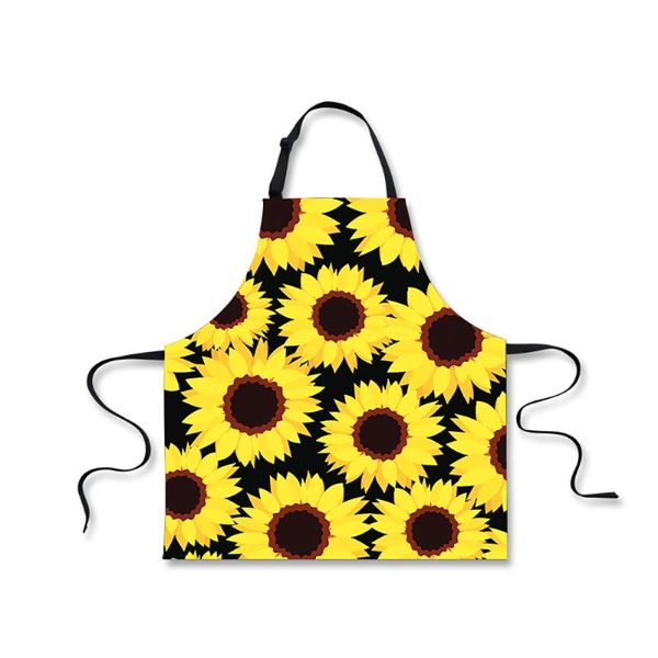 

cute sunflowers pattern women long adjustable aprons kitchen bbq work oil-proof woman waist apron catering chef