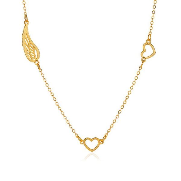 

design feather heart pendant necklace for women girls fashion geometric charms choker jewelry birthday gifts necklaces, Silver