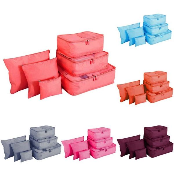 

duffel bags 1set multi-function travel bag waterproof thick fabric outdoor portable clothes box solid wholesale 6pcs