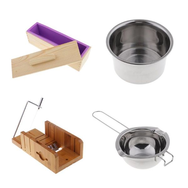 

craft tools 4 pieces soap cutter making loaf mould melting pot double boiler