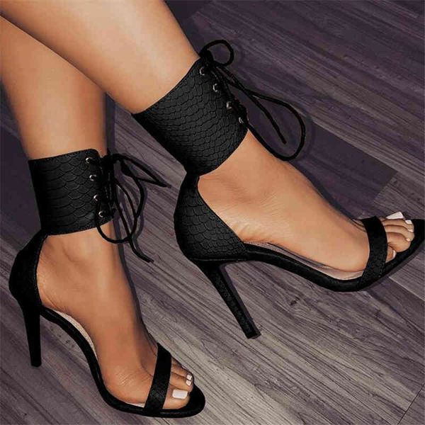 

mhyons roman buckle strap shoes women sandals gladiator lace up peep toe sandals high heels woman ankle boots black white y0305