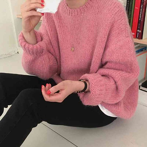 

women's sweaters 2021 pink ladies sweater women's knitted shirt long sleeves, sleek loose girls, White;black