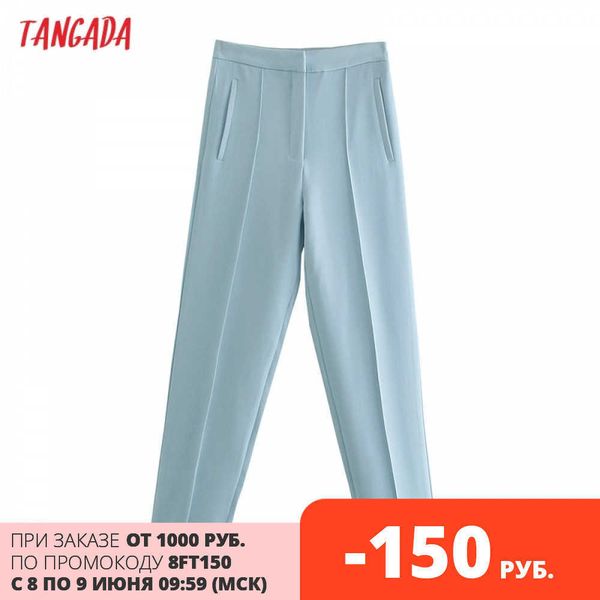 

tangada fashion women blue suit pants trousers elegant pockets buttons office lady pants pantalon qd48 210609, Black;white