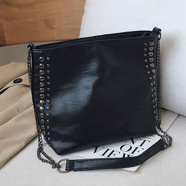 

evening bags retro rivet chain female shoulder 2021 crossbody fashion all-match messenger bag large capacity solid color1