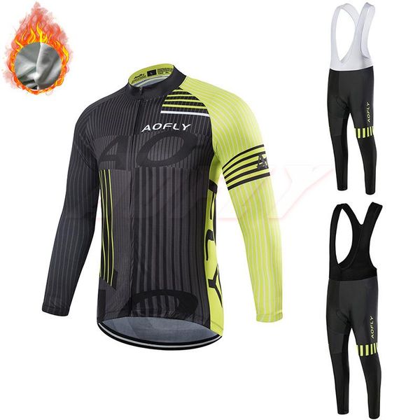 

racing sets 2021 winter black striped cycling suit pants fleece warm coat clothing, Black;blue