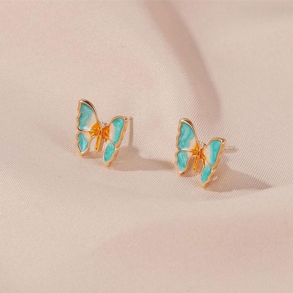 

stud korean elegant cute butterfly earrings for women girls fashion lovely boucle d'oreille gifts, Golden;silver