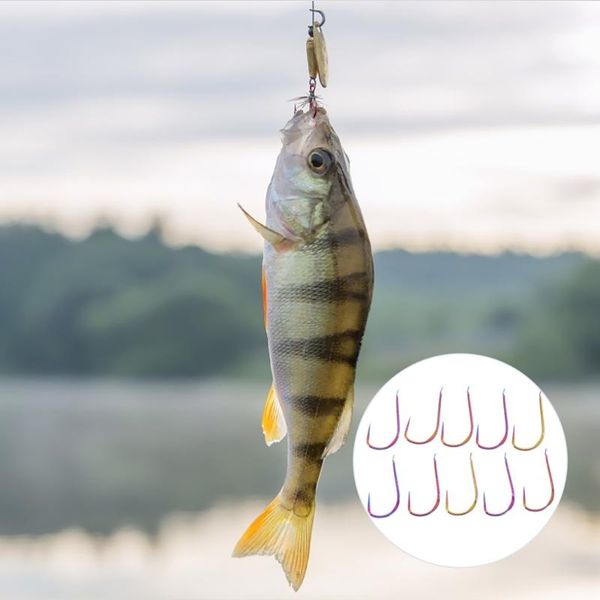 

fishing hooks 20pcs colorful bait hook holder carbon steel