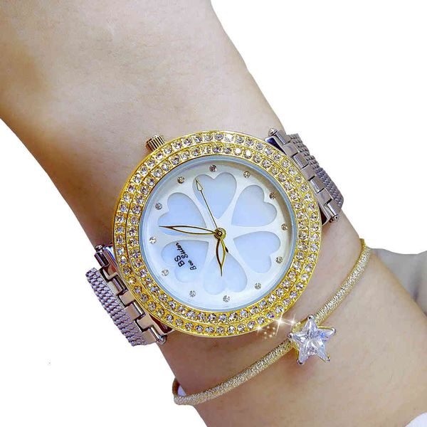 

new ladies luxury grade full diamond leisure steel belt 30m waterproof quartz wristwatch, Slivery;brown