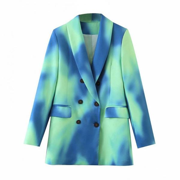 

women's suits & blazers double breasted lapel women blazer autumn winter long sleeve tie dye suit coat outerwear, White;black