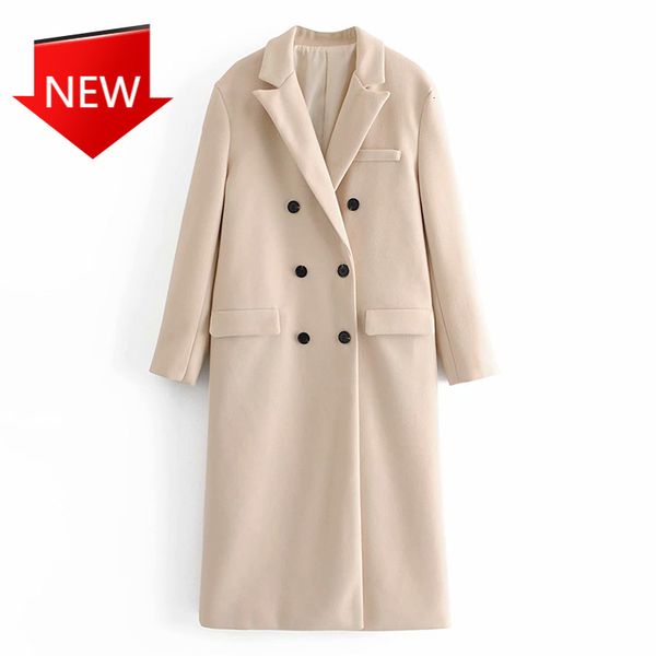 

jackets wool with double crossed over woolen coat, Black;brown