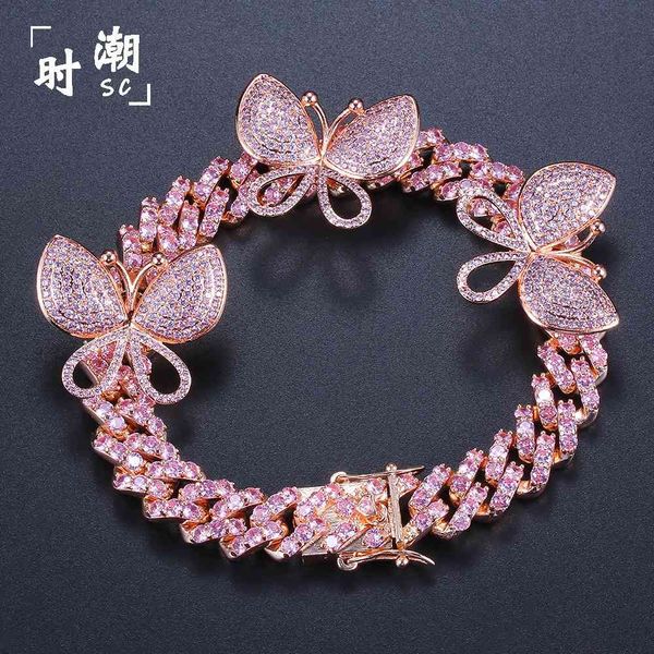 

anklets butterfly cuba anklet hip hop jewelry men's alloy zircon women's, Red;blue