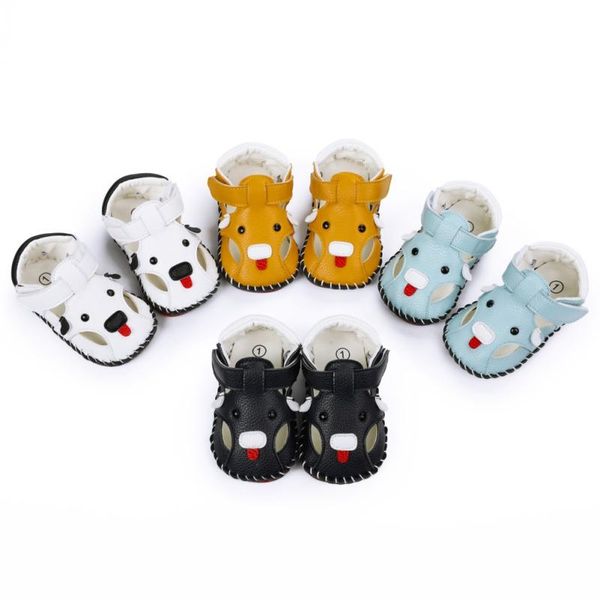 

kids est summer shoes infant baby girls boys sandals cartoon pu leather non-slip cute toddler first walkers 0-18m, Black;red