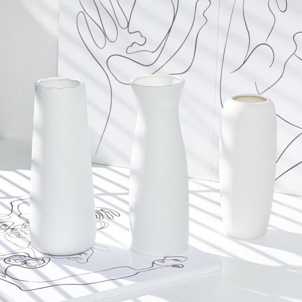 

nordic white vase ceramic straight cylinder frosted home decoration vases