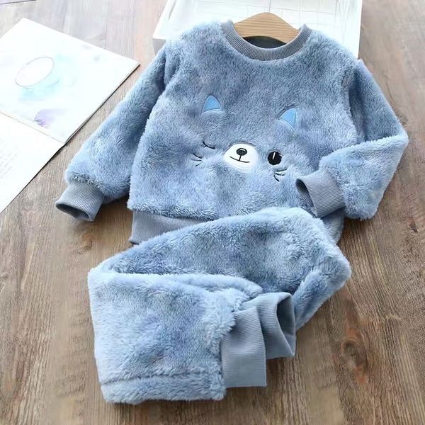 

children's shirts children sleepwears winter flannel veet sets baby girls pajamas boys pyjamas cartoon nightgown warm plush nightclothe, White;black