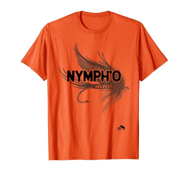 

funny fly fishing t shirt nympho fisherman, White;black