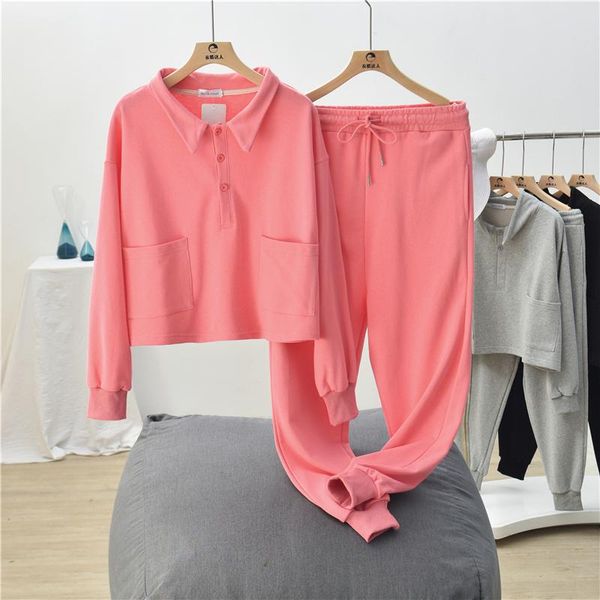 

women's 2 pieces tracksuits outfits loose cotton jogging suit sets long sleeve crop and casual sweatpants two piece pants, White