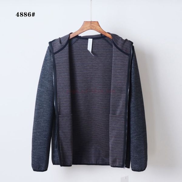 

lu-4886 men's autumn and winter warm hooded casual sports knitted jacket lu yoga jogger clothes, Black;red