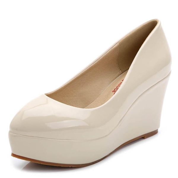 

dress shoes high heel women's patent leather wedges platform women, Black