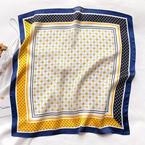 

scarves silk neck scarf for women square foulard scarfs female hairband 2021 designer print office lady neckerchief bandana, Blue;gray