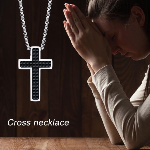 

chains cross necklace men stainless steel pendant religion jewelry, Silver