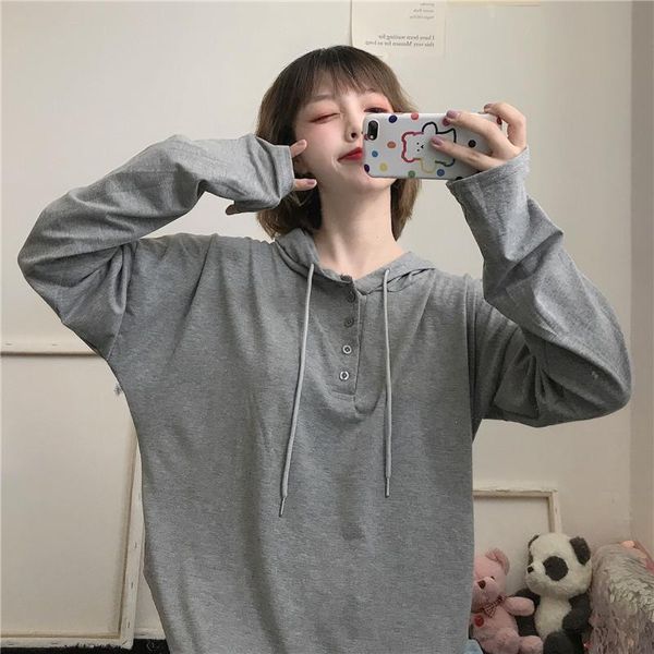 

women's hoodies & sweatshirts 2021 autumn college style personalized tailoring hooded sweatshirt long sleeve single breasted women, Black