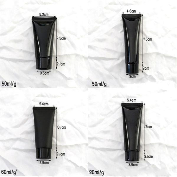 

empty black plastic hand cream container bottles squeeze soft hose tubes with screw cap