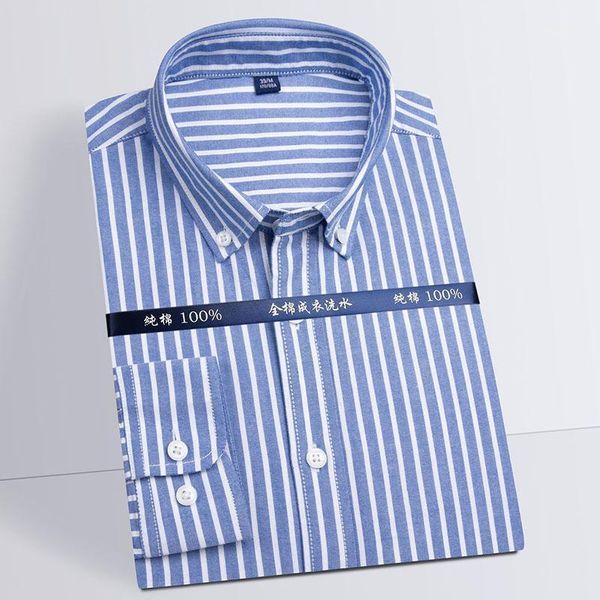 

men's dress shirts striped man cotton oxford business casual plaid shirt for men long sleeve easycare autumn quality comforytable leisu, White;black