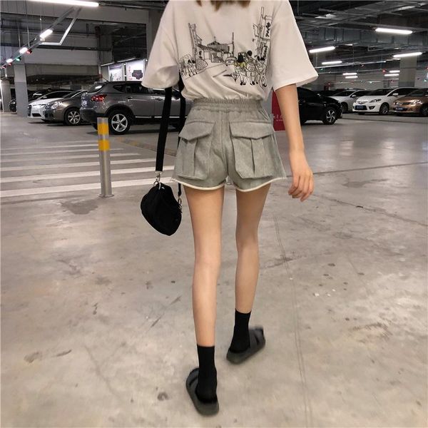 

women's shorts 2021 summer arrival fashion short jeans washed high-waisted-denim-shorts patchwork double pockets, White;black