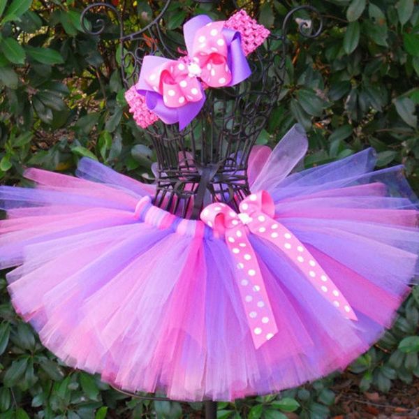 

skirts colorful girls tutu infant baby fluffy ballet tutus pettiskirt with dots ribbon bow and headband kids party costume skirt