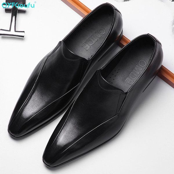 

dress shoes 7qyfcioufu pointed toe genuine leather men stylish slip-on formal fashion italian luxury mens designer, Black