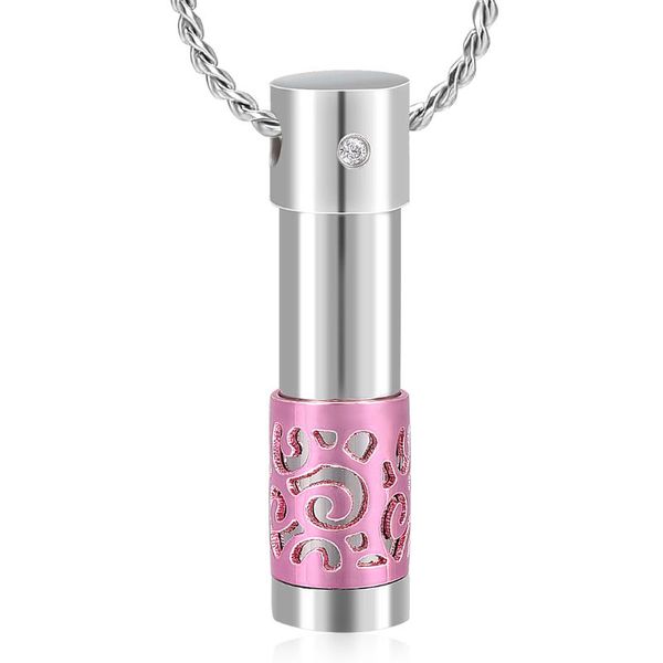

chains stainless steel cylinder urn pendant necklace for memorial cremation jewelry ashes human pet, Silver