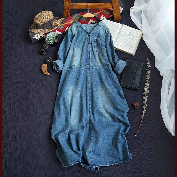 

casual dresses lamtrip 2021 spring vintage women v-neck long denim 9sbi, Black;gray