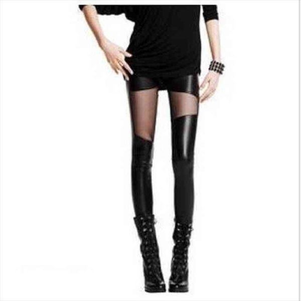 

gothic leggings rock punk black pants lace plus size metallic pu faux leather imitation legings ripped leggings women