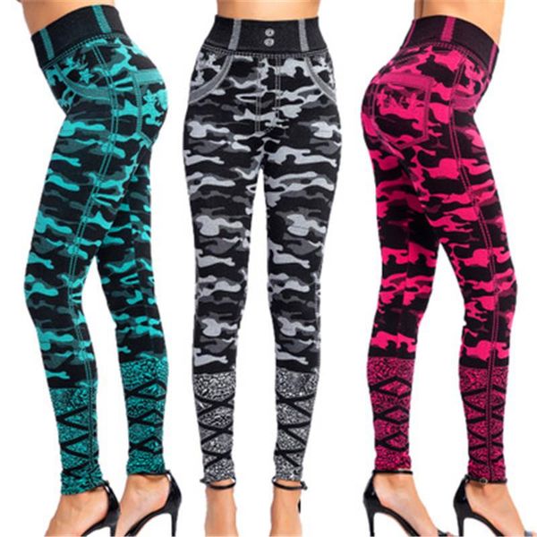 

women's pants & capris stylish high-waist skinny camouflage trousers leggings very elastic good quality multi-color full size can be wo, Black;white