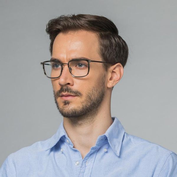 

fashion sunglasses frames titanium square glasses frame men vintage oversized eyeglasses optical myopia prescription spectacle clear eyewear, Black