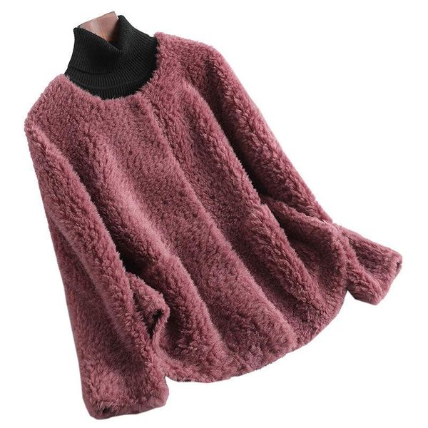 

women's fur & faux winter coat female 2021 short sheep shearling jackets women wool casual coats korean style jaqueta feminina x871, Black