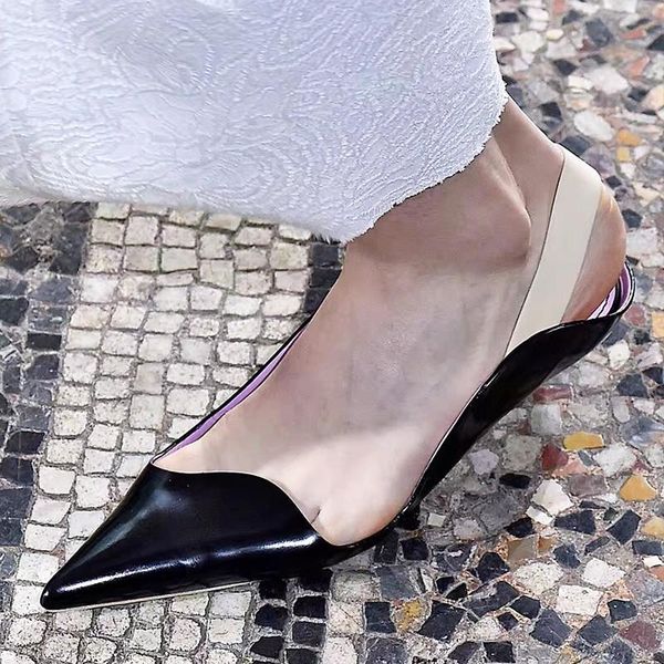 

slippers 2021 soft leather pointed toe flats women spring summer & loafers woman shoes street fashion mules, Black