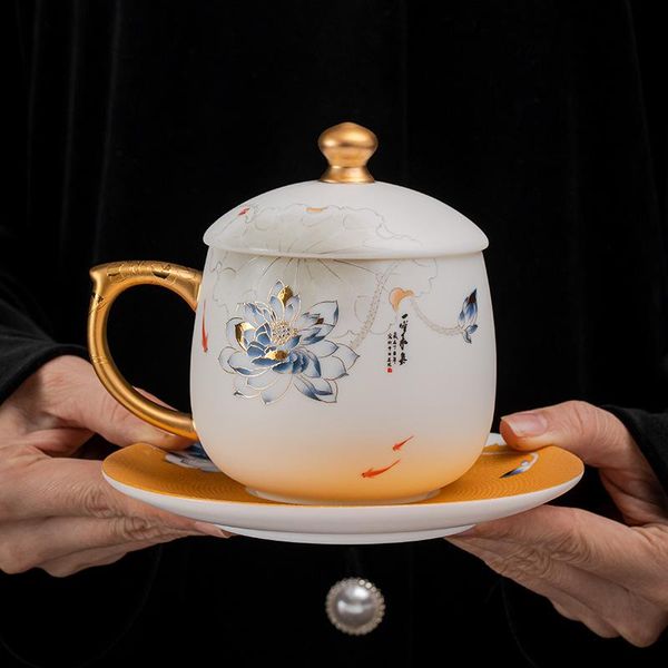 

mugs white porcelain office cups, national tide ceramic business mugs, tea high-end gifts with leakage, private ordering.