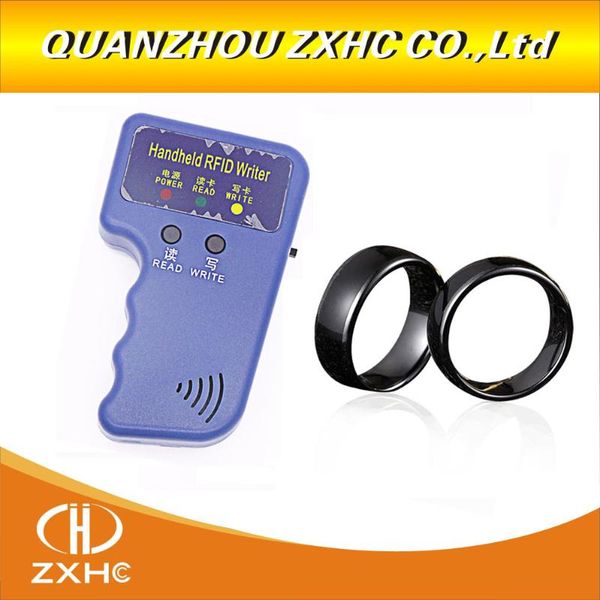 

handheld 125khz em4100 rfid copier writer duplicator programmer reader +id125khz black ceramics smart finger ring wear access control card