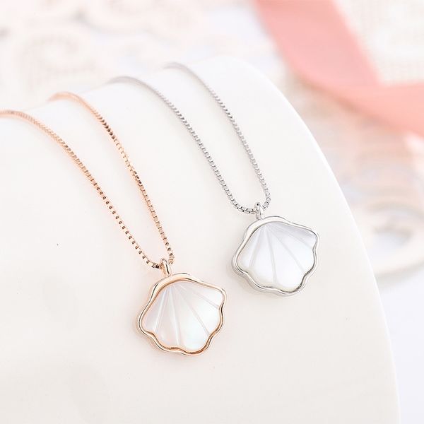 

fritillaria silver necklace female shell clavicle chain, Black