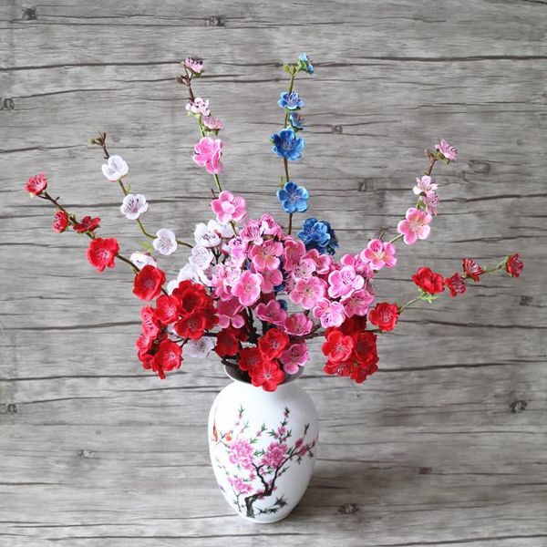

3pcs artificial cherry blossom branch plastic flowers plants slik sakura home wedding decoration bridal bouquet decorative & wreaths