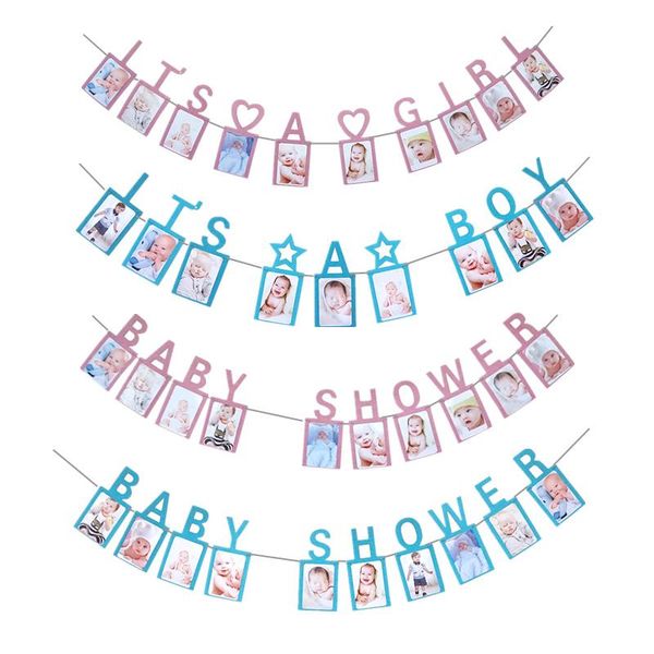 

party decoration 1set kids baby shower po banners paper garland gender reveal decorations diy wall bunting flags