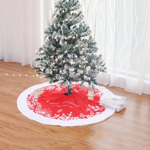 

christmas decorations 122cm white red flannel tree skirt year home decoration tool embroidered snowflake