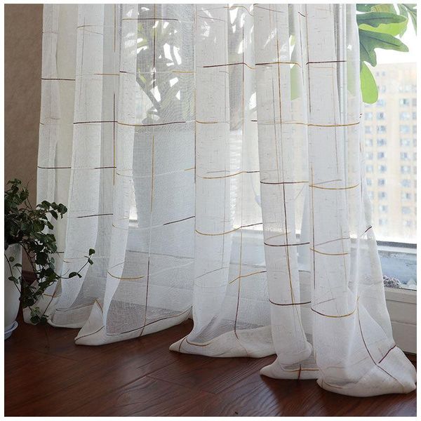 

curtain & drapes curtains for living room checkered white modern minimalist balcony wild color engineering tulle dining bedroom