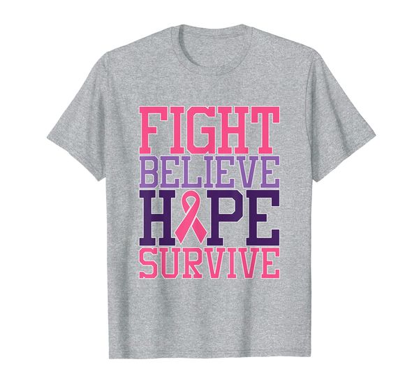 

pink breast cancer awareness - fight believe hope survive t-shirt, White;black