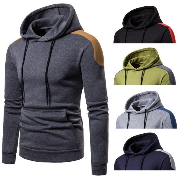 

mens hoodies 3 solid colors male long sleeve hoodie sweatshirt loose, Black